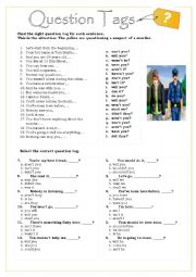 English Worksheet: QUESTION TAGS