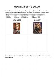 Guardians of the galaxy movie worksheet