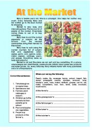 English Worksheet: At the market