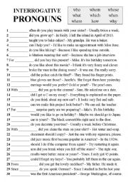 Interrogative pronouns worksheets