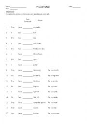 English Worksheet: Present Perfect Practice