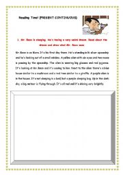 English Worksheet: Present Continuous - Mr. Beans Dream