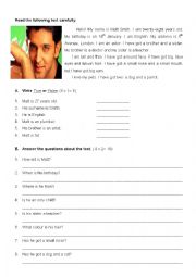 English Worksheet: Test 5th grade- description