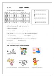 English Worksheet: happy birthday 7th form 