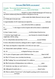 English Worksheet: Fun Facts Trivia activity