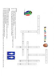 English Worksheet: South Africa Crossword