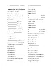 English Worksheet: Walking through the jungle song