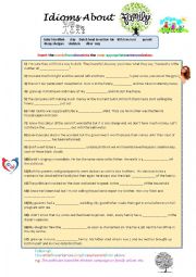 English Worksheet: Family Idioms