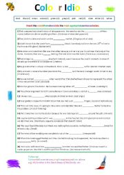 English Worksheet: Colour Idioms