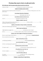 English Worksheet: Phrasal verbs (multiple choice exercises)