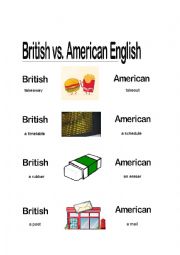 English Worksheet: Brisish vs Ameican English 