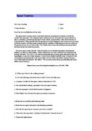 English Worksheet: space tourism