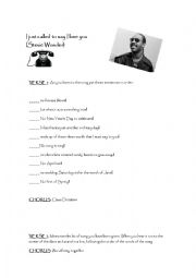 English Worksheet: I just called to say I Love you
