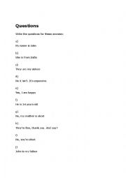 English Worksheet: Question formation