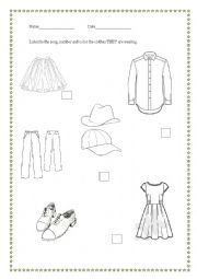 English Worksheet: Listening clothing song