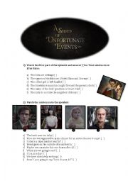 English Worksheet: Video Activity - TV show: A Series of Unfortunate Events (S01E01)