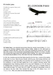 English Worksheet: El condor pasa