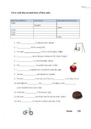 English Worksheet: Irregular verbs