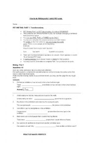 English Worksheet: How to write part 1 and 2 PET cambridge exam