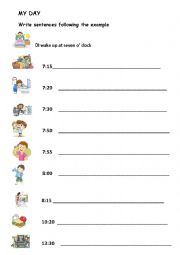 English Worksheet: MY DAY