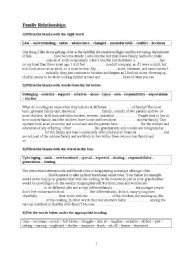 English Worksheet: Family relationships revision exercises