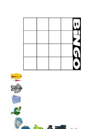 English Worksheet: CLOTHES-BINGO