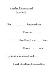 Head, Shoulders Lyrics Exercise