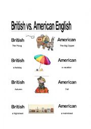 English Worksheet: Brisish vs Ameican English 