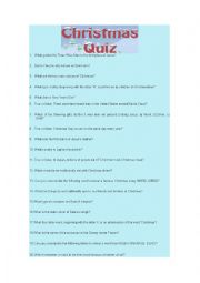 English Worksheet: Christmas quiz with answers