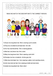 English Worksheet: Describing people