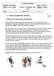 English Worksheet: end of 1st term test 8th form 2018