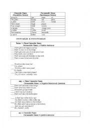 English Worksheet: countables &uncountables