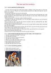 English Worksheet: The man and the monkeys.