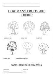 English Worksheet: How many fruits are there?