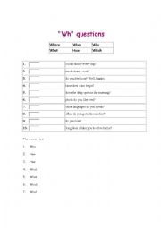 English Worksheet: wh questions