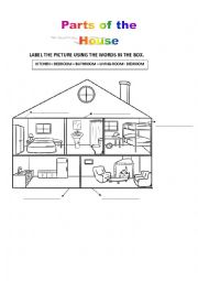 English Worksheet: parts of the house