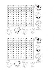 English Worksheet: farm animals letter soup