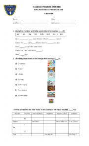 English Worksheet: Exam verb to be and places