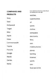 English Worksheet: Companies and products