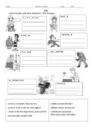 English Worksheet: JOBS - Matching type