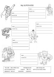 English Worksheet: MY SUPER HERO 2