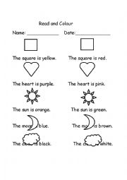 English Worksheet: Read and Colour 