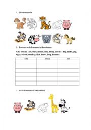 English Worksheet: Animals test
