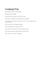 English Worksheet: Camping Trip