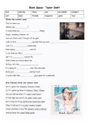English Worksheet: blank space taylor song 