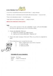 English Worksheet: Book presenations