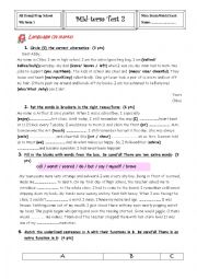 English Worksheet: mid semester 1 test 2 9th form