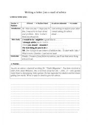 English Worksheet: Writing a letter of advice