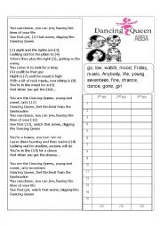 English Worksheet: Dancing Queen, ABBA