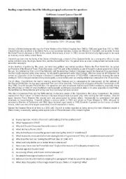 English Worksheet: Reading Comprehension - Churchills Biography